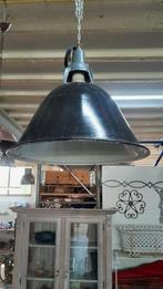 industriële emaillen hanglamp, Minder dan 50 cm, Gebruikt, Ophalen, Glas