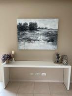 Abstract groot schilderij zwat wit zilver, Ophalen