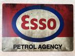 Metalen ESSO PETROL AGENCY vintage look wandplaat - 20x30cm, Ophalen of Verzenden, Nieuw, Reclamebord