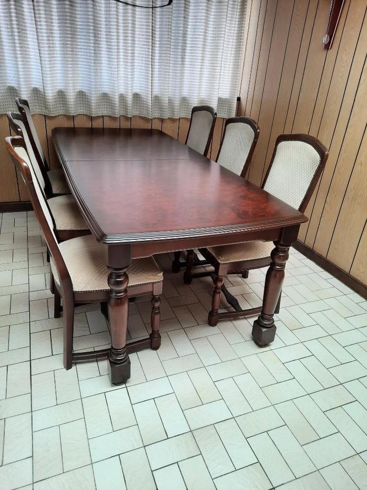 tafel met 6 stoelen, Huis en Inrichting, Tafels | Eettafels, Gebruikt, 50 tot 100 cm, 200 cm of meer, Vijf personen of meer, Rechthoekig