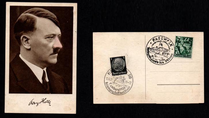 POSTKAART ADOLF HITLER 1938 DUITSLAND 3E RIJK, Verzamelen, Militaria | Tweede Wereldoorlog, Landmacht, Foto of Poster, Verzenden