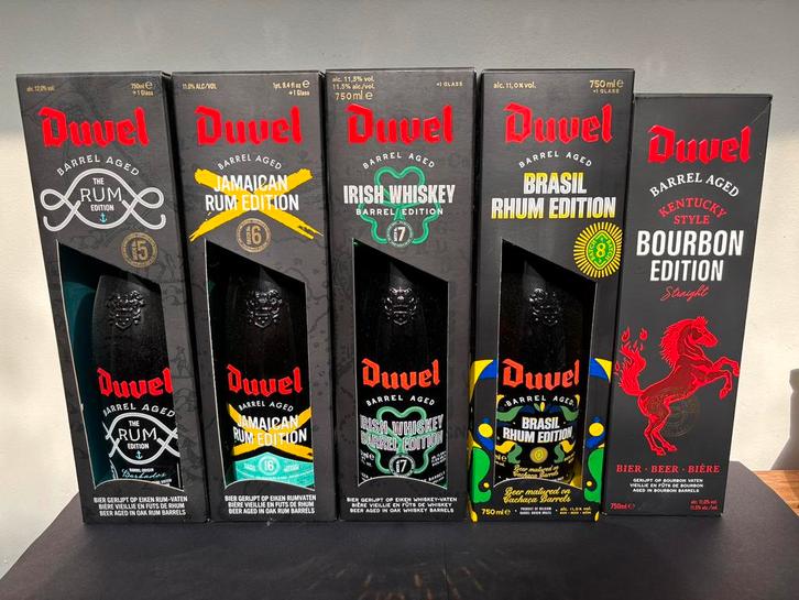 Duvel Barrel Aged edities 5-6-7-8-9, Verzamelen, Biermerken, Nieuw, Flesje(s), Duvel, Ophalen