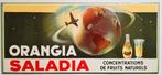 ORANGIA Saladia Tôle publicitaire Rob Otten 1939, Collections, Marques & Objets publicitaires, Enlèvement ou Envoi, Utilisé, Panneau publicitaire