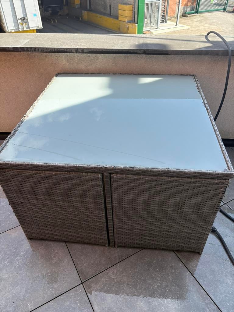 Table de terrasse en verre, Jardin & Terrasse, Enlèvement, Comme neuf