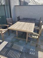 Tuinset Massief Teak tafel en 6 stoelen, Ophalen, Gebruikt, 6 zitplaatsen, Teakhout