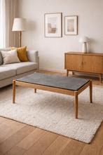 table de salon scandinave vintage en chene et ardoise, Maison & Meubles, Enlèvement, Chêne