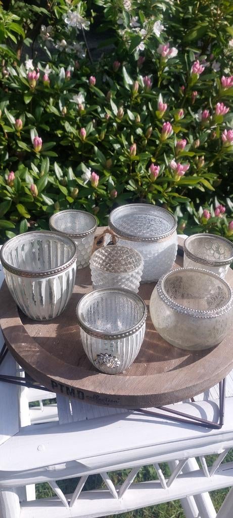 T lichten set v Riverdale op metalen voet houten plateau, Ophalen of Verzenden