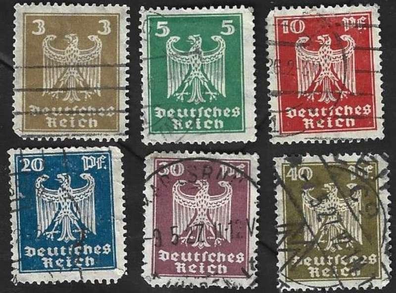 6 Postzegels Duitse Rijk 1924 Rijksadelaar, Ophalen of Verzenden, Overige periodes, Gestempeld
