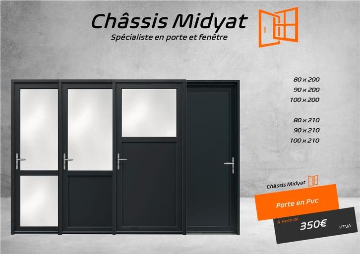 Porte Pvc Anthracite EN STOCK 350€, Bricolage & Construction, Fenêtres & Moustiquaires, Neuf, Porte extérieure, 200 à 215 cm, 80 à 100 cm