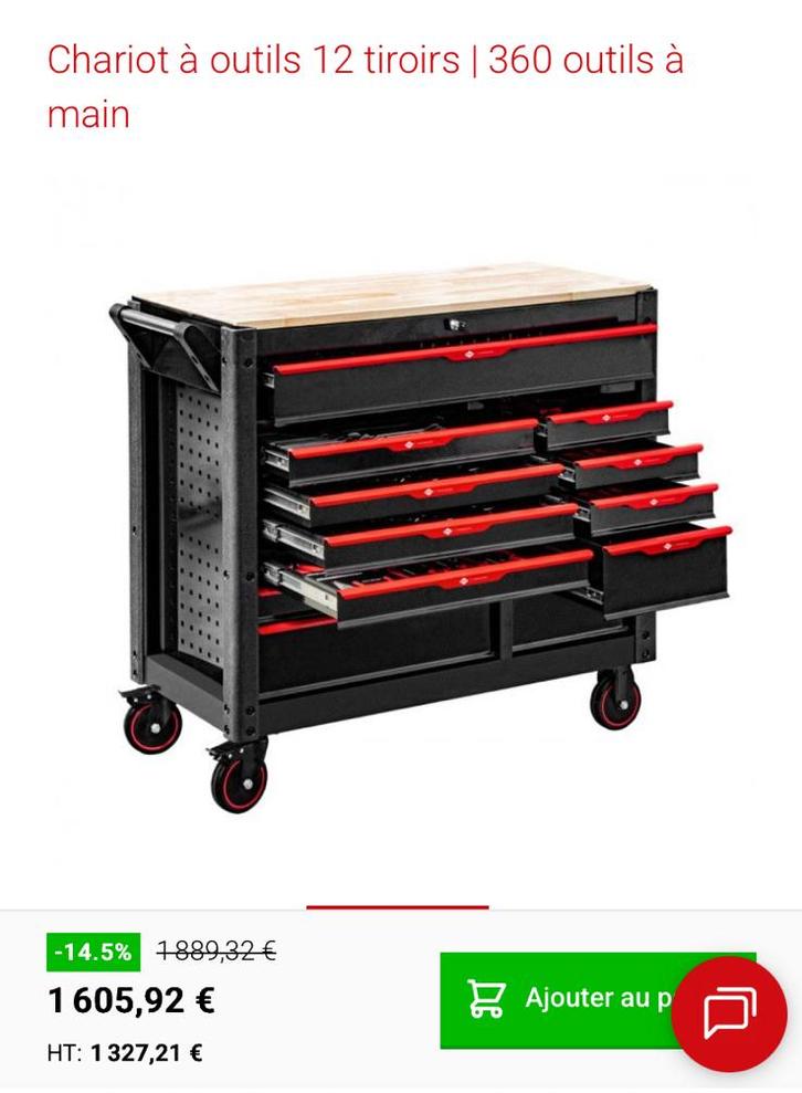 Servante complète, Bricolage & Construction, Boîtes à outils, Neuf, Enlèvement ou Envoi