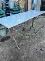 Antieke franse bistro tafel , marmeren blad, Ophalen