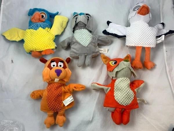 Fabeltjeskrant Handpoppen Set 5 Stuks Bor Wolf Meneer Uil, Overige merken, Overige typen, Zo goed als nieuw, Middelgroot (20 tot 80 cm)