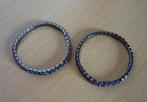 Set 2 antracietkleurige armbanden blauwe vierkante strass, Enlèvement ou Envoi