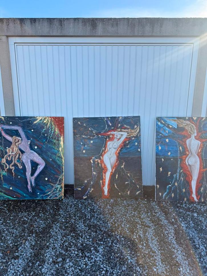 Groot abstract figuratief vrouwelijk figuur modern kunstwerk, Antiquités & Art, Art | Peinture | Moderne, Enlèvement