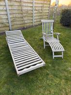 Ligbed en tuinstoel set, Jardin & Terrasse, Chaises longues, Enlèvement, Utilisé, Bois, Réglable