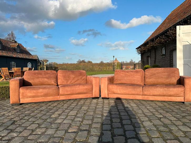 2 grote cognac lederen zetels (230 cm) – zeer comfortabel, Maison & Meubles, Canapés | Coins salons complets, Utilisé, Cuir, Enlèvement