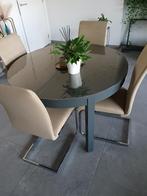 Tafel en stoelen, Huis en Inrichting, Tafels | Eettafels, Ophalen, Rond, Zo goed als nieuw, Vier personen