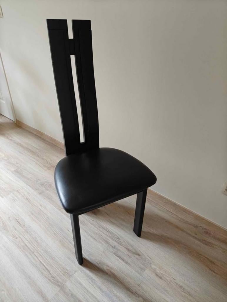 Eetstoelen, Maison & Meubles, Chaises, Utilisé, Cinq, Six Chaises ou plus, Bois, Cuir, Noir, Enlèvement