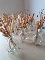 26 doorzichtige bolvaasjes met droogbloemen, Enlèvement, Comme neuf