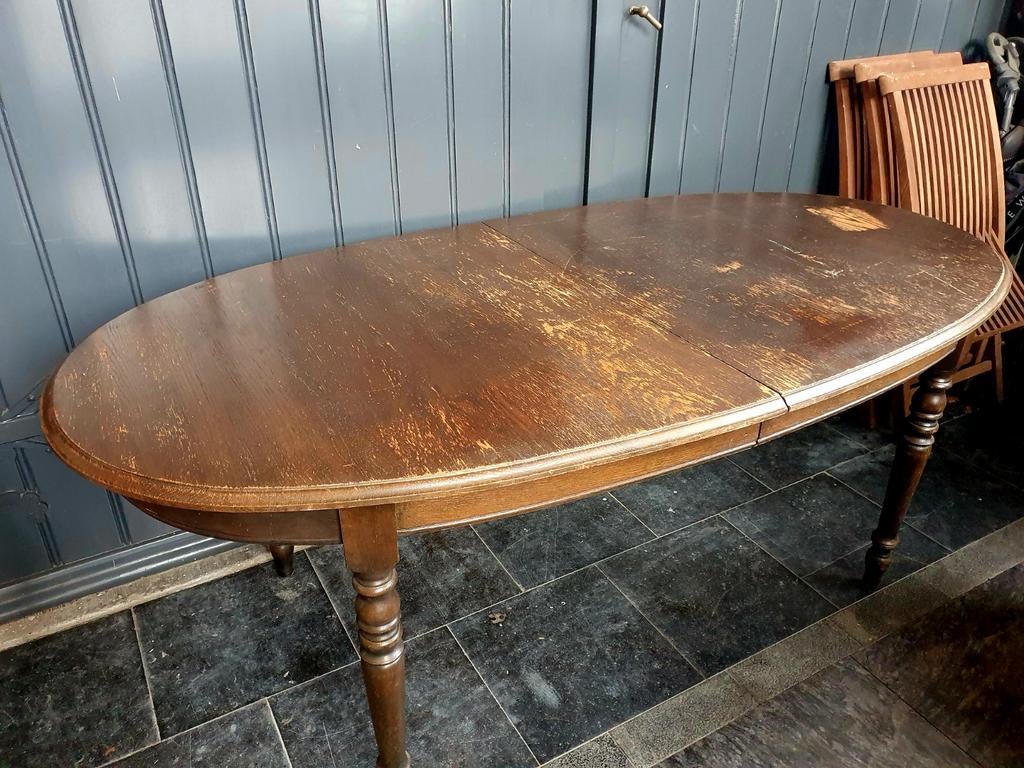 Ovale Verlengbaar Eiken Eettafel, Antiquités & Art, Antiquités | Meubles | Tables, Enlèvement