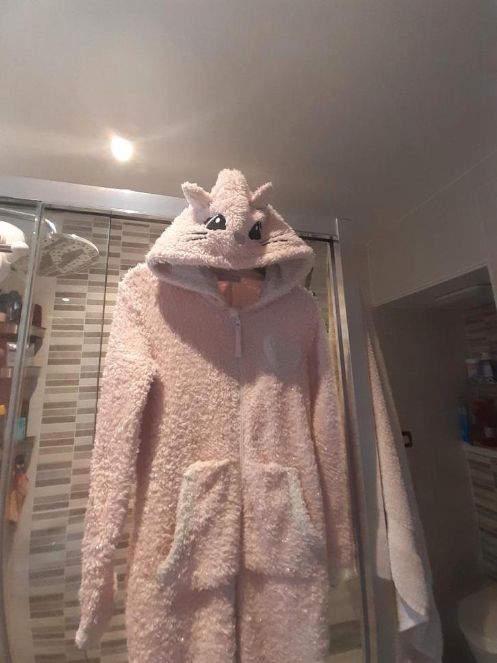 Pyjama combinaison brune « chat » Taille 146/152, Kinderen en Baby's, Kinderkleding | Maat 146, Zo goed als nieuw, Jongen of Meisje