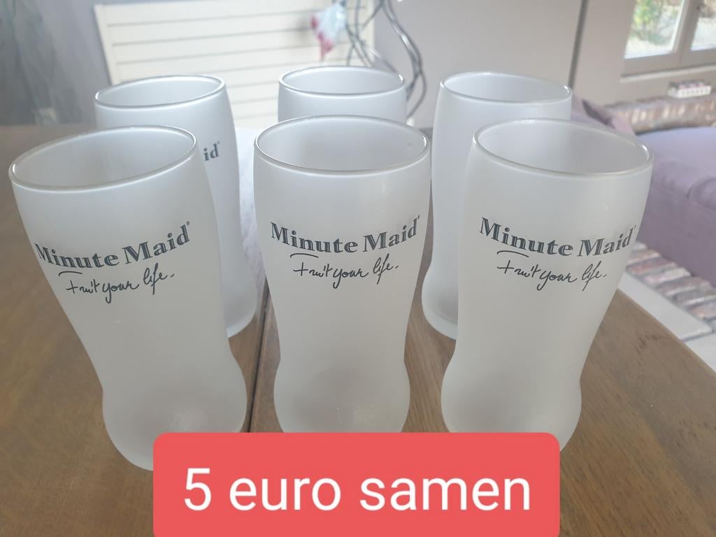 6 glazen Minute Maid

(5 euro samen), Ophalen of Verzenden