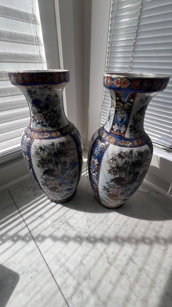 Vases en porcelaine chinoise peints à la main, lot de 2, Enlèvement