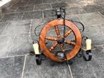 Suspension /luminaire vintage roue 4 lampes, Enlèvement, Utilisé