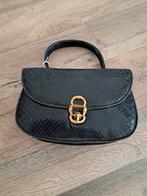 Sac à main vintage en cuir noir de reptile, Enlèvement ou Envoi, Utilisé, Noir, Sac à main