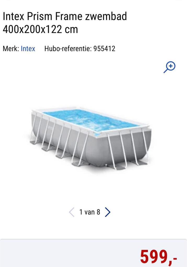 Intex zwembad 4m op 2mdiepte 122 nog nieuwe 1 maal gebruikt, Tuin en Terras, Zwembaden, Zo goed als nieuw, Ophalen