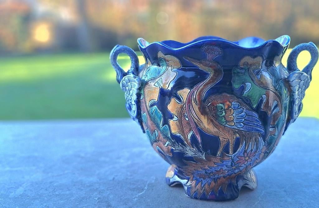 antieke barbotine cache-pot, Tuin en Terras, Ophalen, 40 cm of meer, Zo goed als nieuw, Minder dan 40 cm