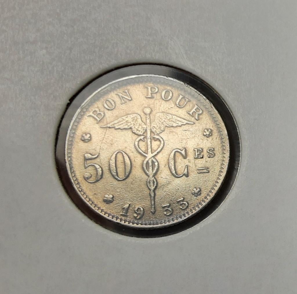 België - 50 cent - 1933 fr. (Ref 062), Postzegels en Munten, Ophalen of Verzenden, Losse munt