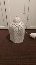 Witte metalen hanglamp met ajourpatro (kleine deuk), Maison & Meubles, Lampes | Suspensions, Enlèvement, Utilisé, Métal, Moins de 50 cm