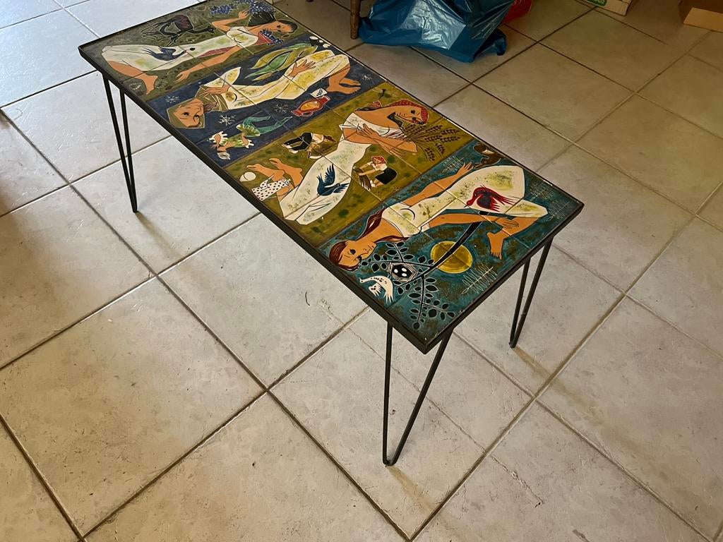 Bijzettafel met mozaïek inleg, Ophalen, Zo goed als nieuw