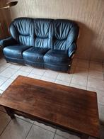 Lederen salon, Huis en Inrichting, Ophalen, Gebruikt, Rechte bank, Leer