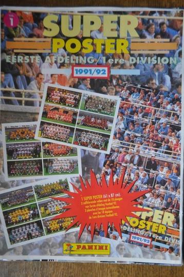 PANINI SUPER POSTER + 36 STICKERS EERSTE AFDELING  91/92, Enlèvement ou Envoi, Comme neuf, Plusieurs autocollants