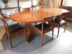 7 KS Deense retro jaren 60 stoelen, uitschuifbare eettafel, Huis en Inrichting, Tafels | Eettafels, 200 cm of meer, 100 tot 150 cm