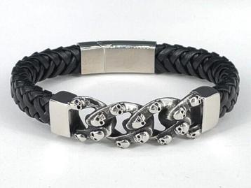 Nieuwe HEREN armband, zwart leer en RVS beschikbaar voor biedingen