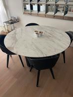 Italiaanse Marmeren tafel  & lederen stoelen, Huis en Inrichting, Ophalen of Verzenden, Zo goed als nieuw