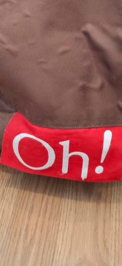 Siège pouf - marron - polyester - OH !, Maison & Meubles, Sièges-poires, Utilisé, Pouf, Brun, Enlèvement