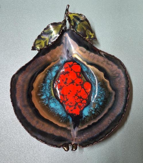 Geëmailleerde koperen wanddecoratie, Antiek en Kunst, Antiek | Brons en Koper, Koper, Ophalen