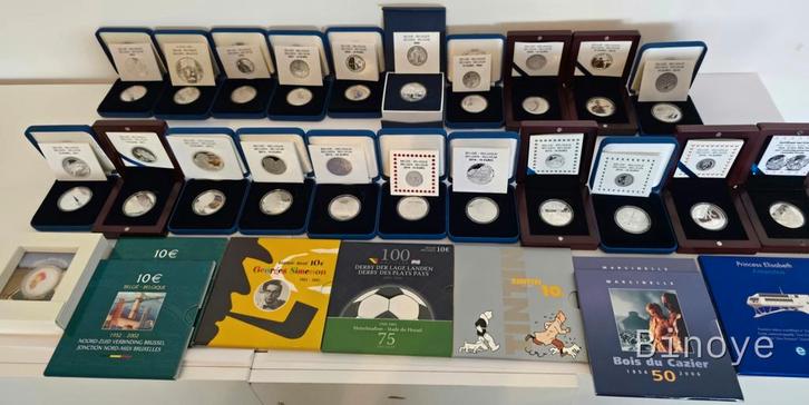 Lot 10 euro zilver België, Postzegels en Munten, Munten | Europa | Euromunten, 10 euro, België, Zilver, Ophalen of Verzenden