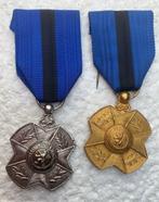 Medailles, Zilveren + Gouden med Leopold-II Orde, Als LOT, Ophalen of Verzenden, Landmacht, Lintje, Medaille of Wings