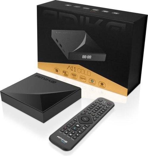 Amiko A11 Gold 4K Streamer Médias Android OTT, TV, Hi-fi & Vidéo, Lecteurs multimédias, Neuf, HDMI, USB 2.0, Enlèvement ou Envoi