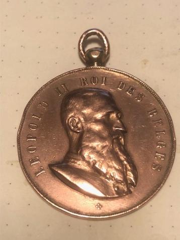 Médaille Léopold II 1902 COURCELLES, Enlèvement ou Envoi, Bronze