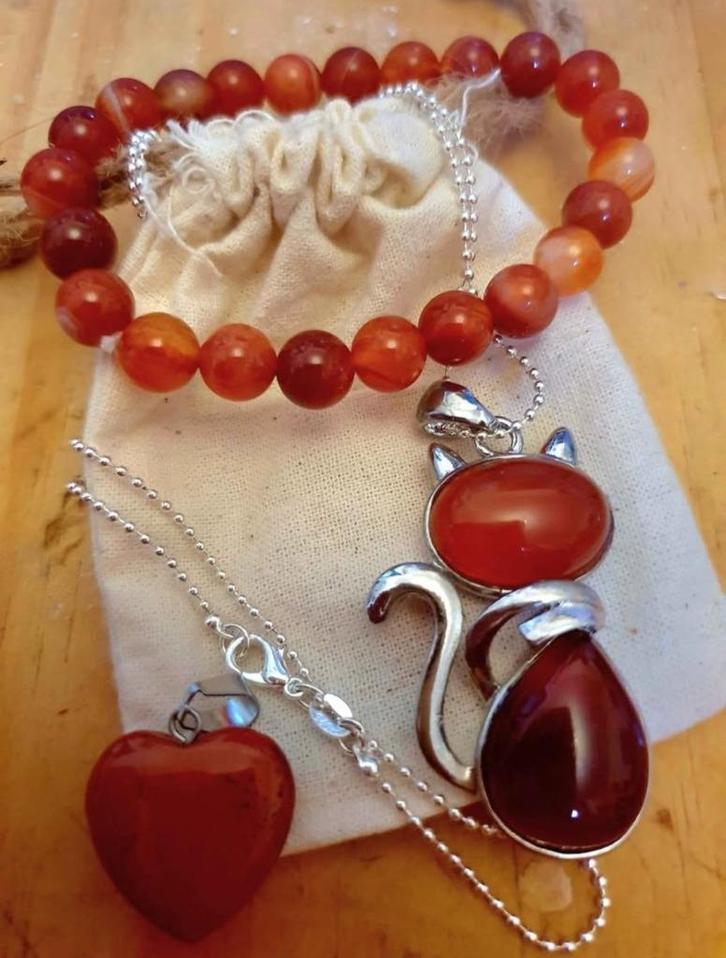 Ens bijoux argt 925 et agste rouge, Handtassen en Accessoires, Armbanden, Zilver, Rood, Verzenden