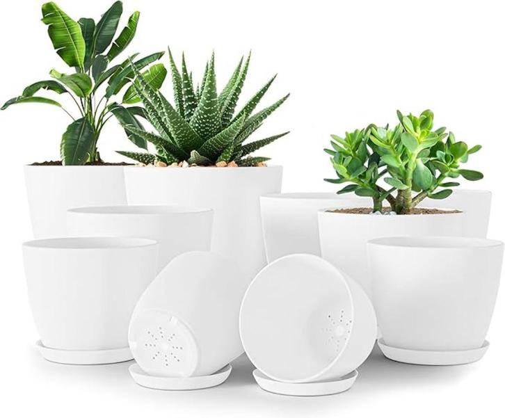 Set van 10 plastic bloempotten GRATIS LEVERING, Tuin en Terras, Bloempotten, Nieuw, Kunststof, Binnen, Tuin, Minder dan 40 cm