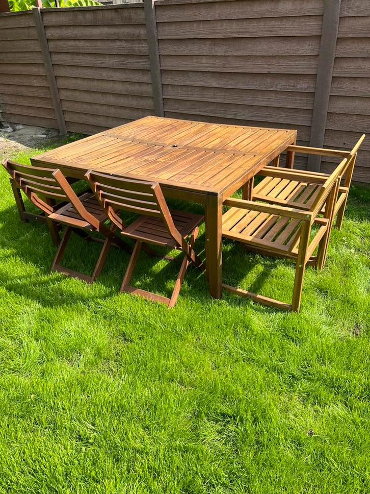 Applaro tuinset, Tuin en Terras, Tuinsets en Loungesets, Gebruikt, Tuinset, Hout, 8 zitplaatsen, Ophalen of Verzenden