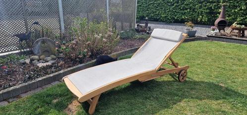 Ligbed in Teak Pacific, Tuin en Terras, Ligbedden, Zo goed als nieuw, Teakhout, Verstelbaar, Verrijdbaar, Ophalen