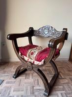 Antieke houten stoel / Savonarola-stijl, Antiek en Kunst, Ophalen